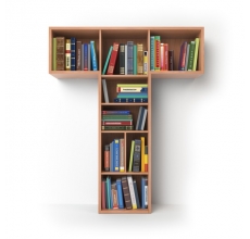 Imagen estantería en forma de T con libros